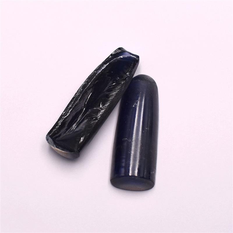 单条半边合成蓝刚玉原材料 蓝宝石34号石摆件品 蓝色宝石材料