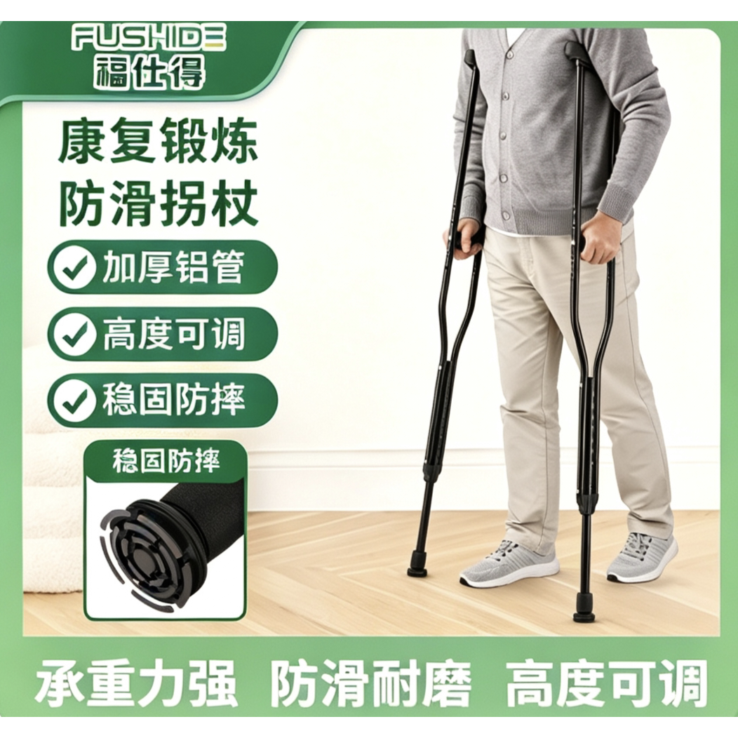铝合金腋下拐杖防滑双拐医用成人骨折助行器可调高度助步行走辅助