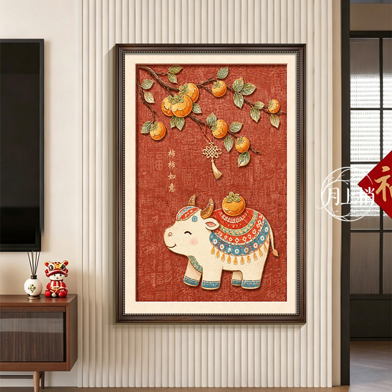 中古风玄关挂画2026新款复古走廊入户正对门装饰画客厅沙发背景画