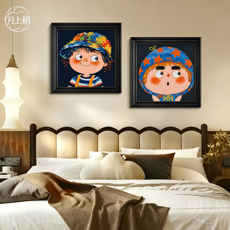 儿童房挂画中古风可爱卡通人物