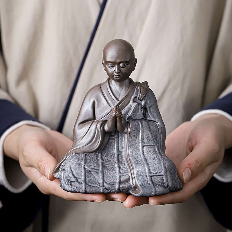 陶瓷摆件工艺品小和尚小沙弥茶宠小和尚禅意客厅桌面茶室装饰品厂