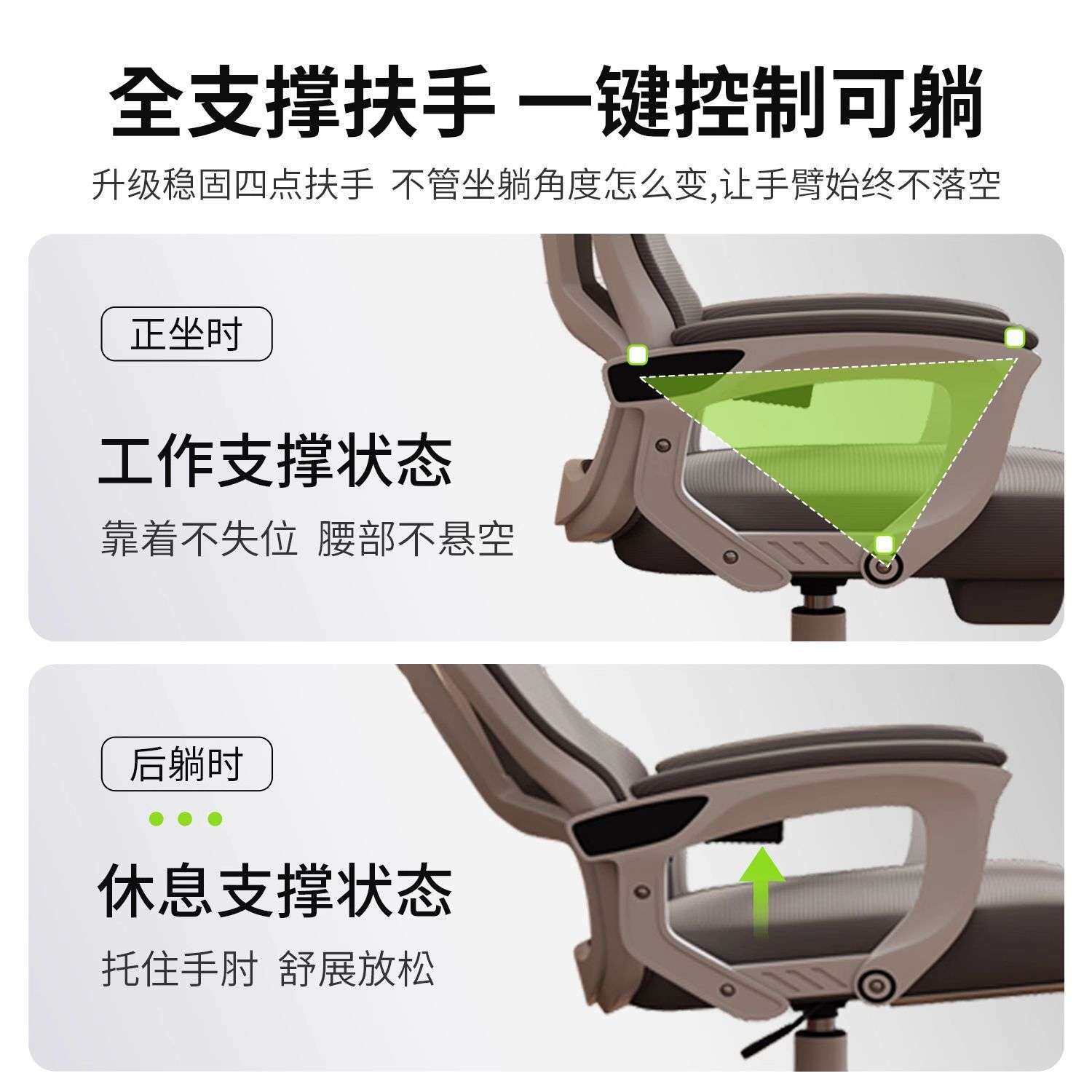 电脑椅可躺午睡人体工学椅网椅升降转椅学生宿舍电竞椅工作办公椅