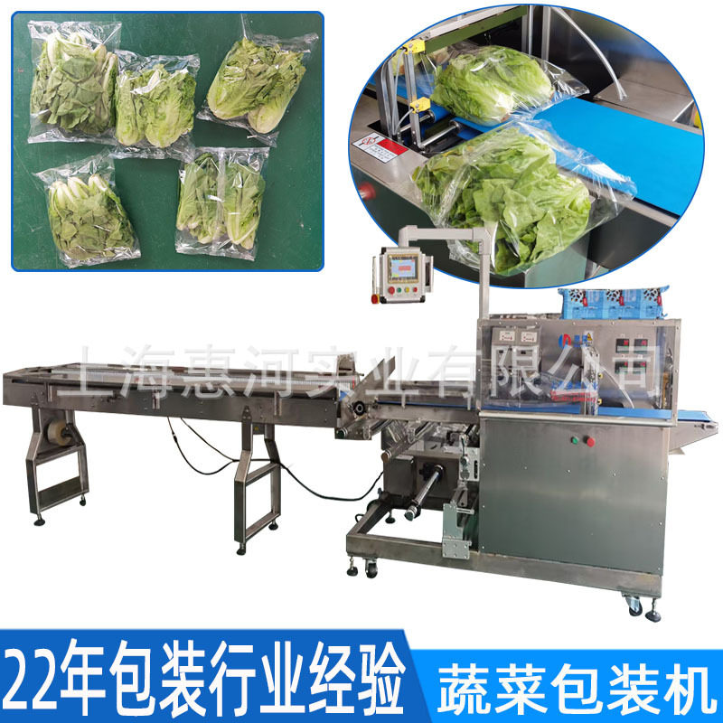 叶菜蔬菜装袋封口包装机全自动新鲜蔬菜水果三伺服枕式包装机