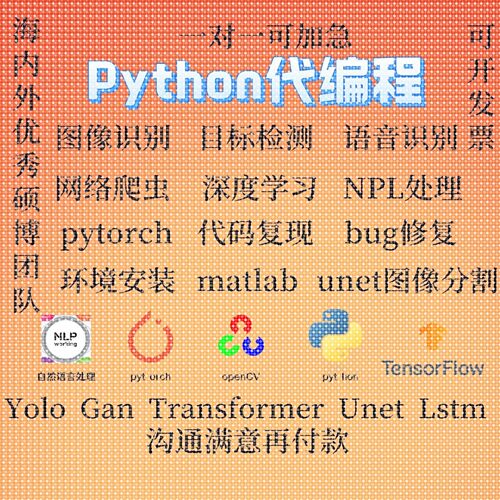 python代编程深度学习机器图像视觉接单代跑模型代码调试编写程序