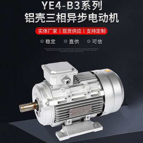 YE4 B3铝壳三相异步电动机 高能效卧式电动机380V纯铜电机 2-8极