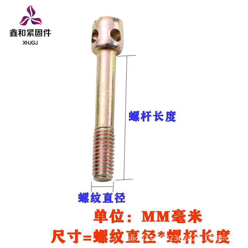 GB832双孔铅封十一字电表螺丝 镀彩锌带孔封表骡丝 M4厂家现货