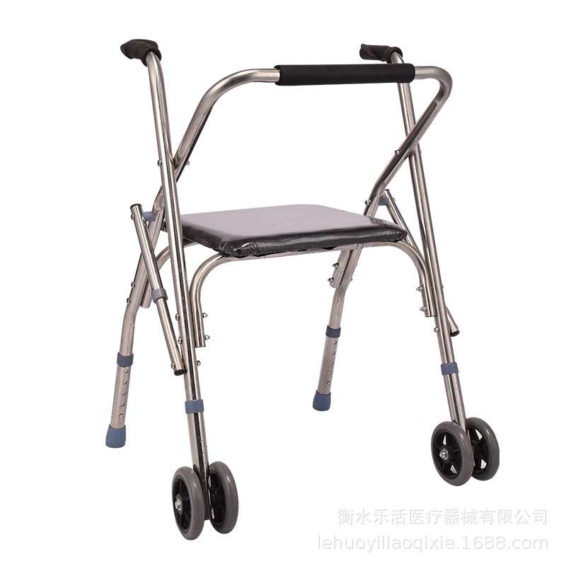 助行器带轮带坐老年人四脚拐杖凳残疾人助行椅子手推学步车助行器