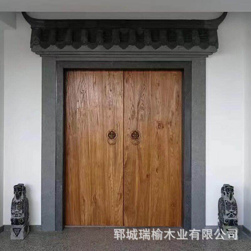 中式老榆木大门四合院别墅双开门进户门实木酒店民宿多规格大门
