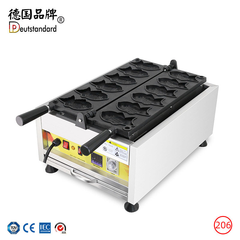 可颂鲷鱼烧机双面加热电饼铛可翻转烤鱼饼设备街头创业烘培小吃