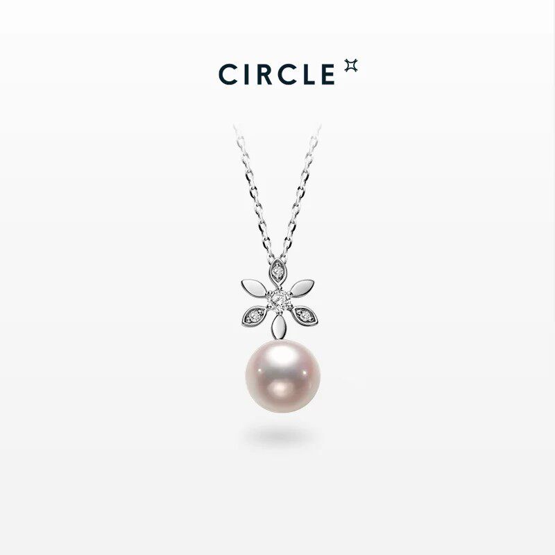 【门店同款】CIRCLE珠宝木兰系列18k白金akoya海水珍珠项链锁骨链