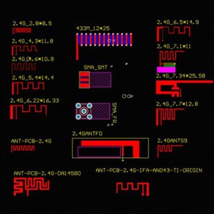 RF 2.4G PCB射频 蓝牙 433 Wifi GPS GSM等天线PCB封装库