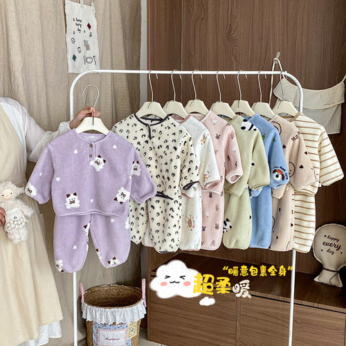 儿童卡通冬季米粒绒居家服套装