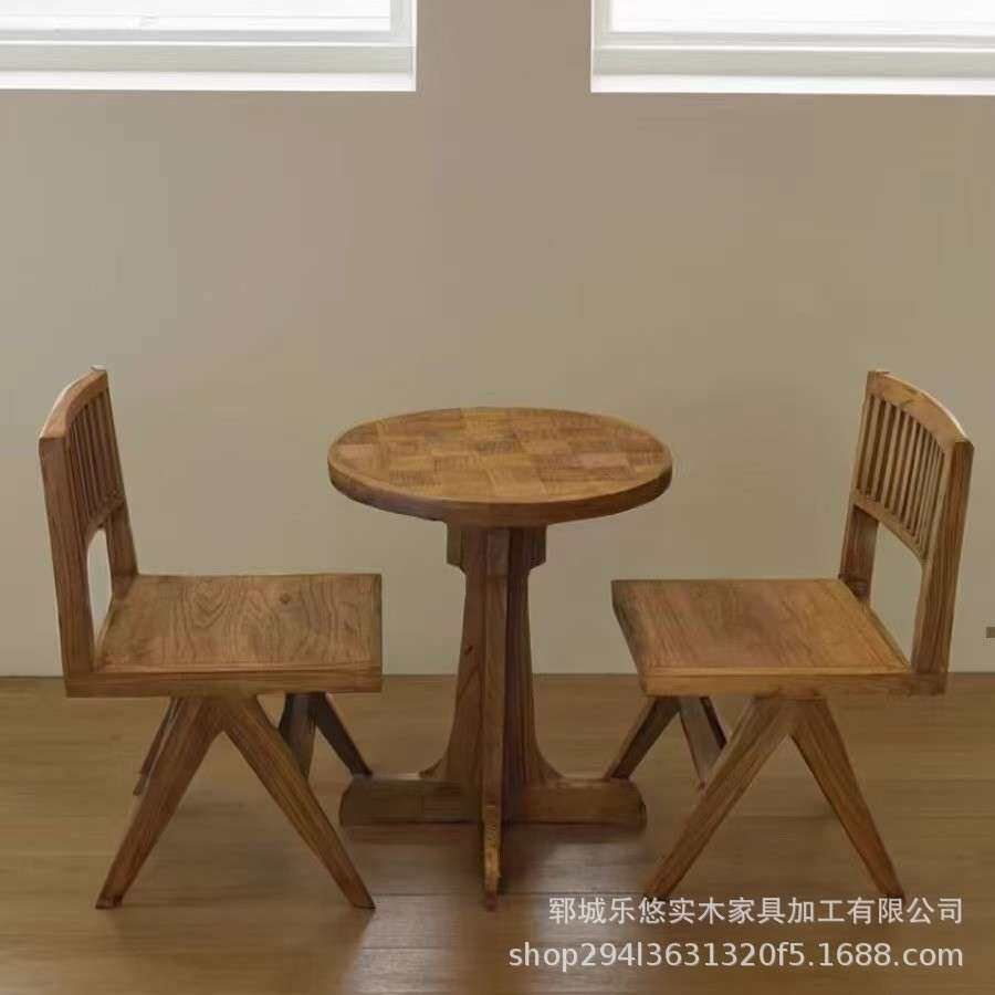 老榆木餐椅靠背椅子榆木复古单人椅阳台休闲办公椅禅意客厅家具