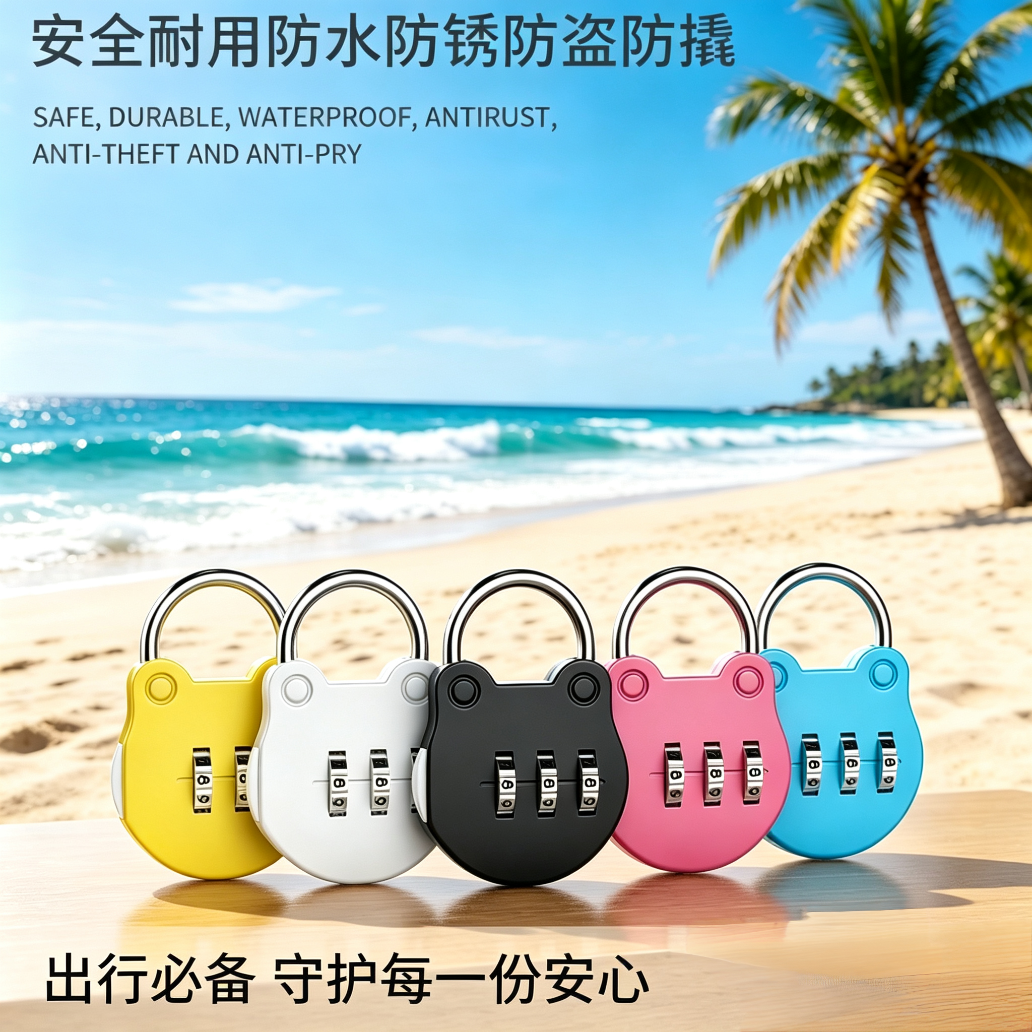 迷你密码挂锁行李箱柜门