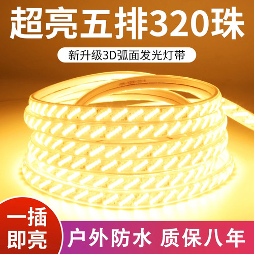 灯带led灯条超亮户外防水工程氛围灯室外暖光220v客厅吊顶灯带条