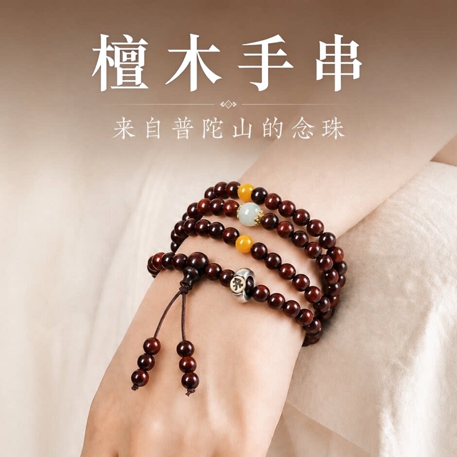 普陀山正品天然小叶紫檀手串男女
