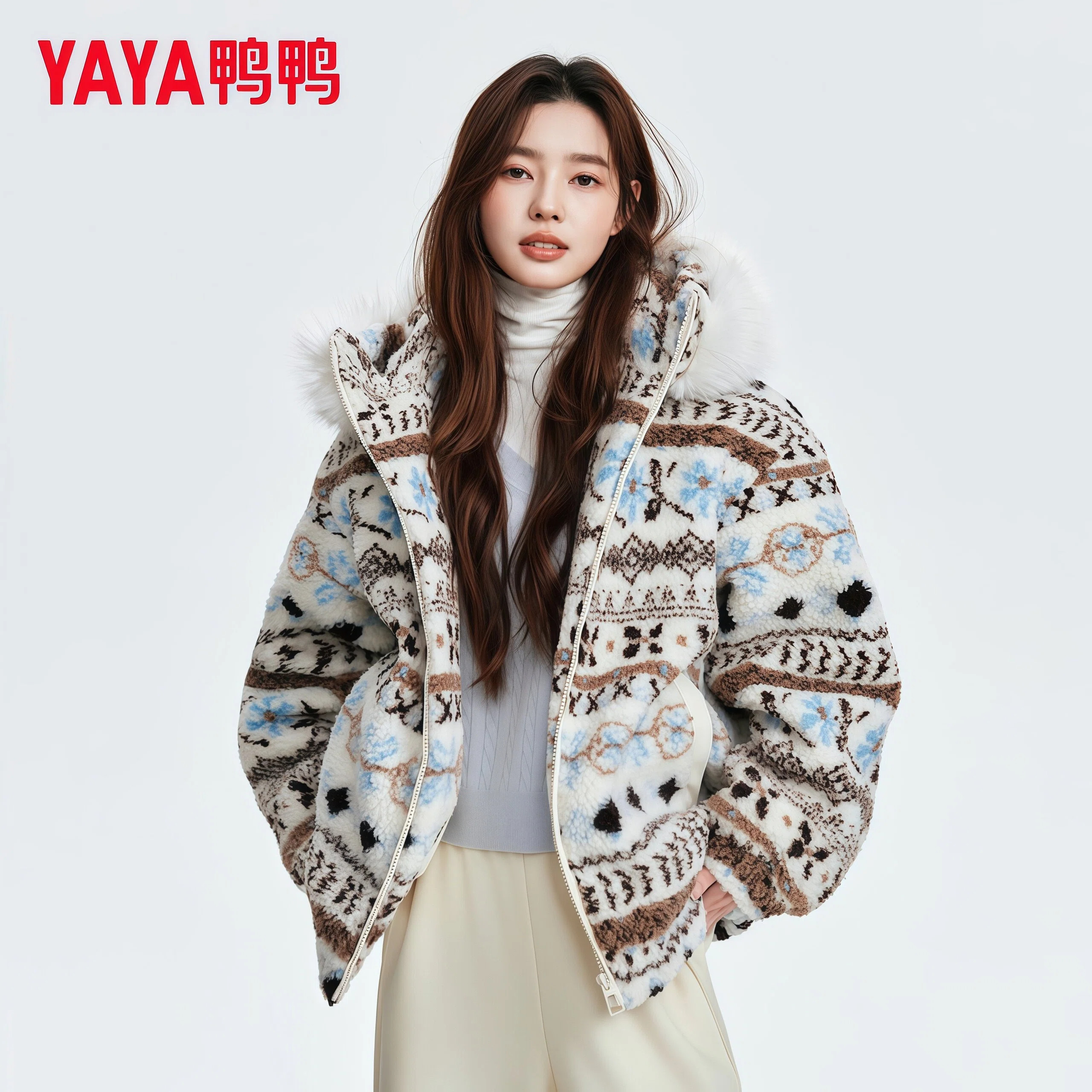鸭鸭集团旗舰店羽绒服女士短款宽松毛领2026新款鸭绒时尚百搭外套