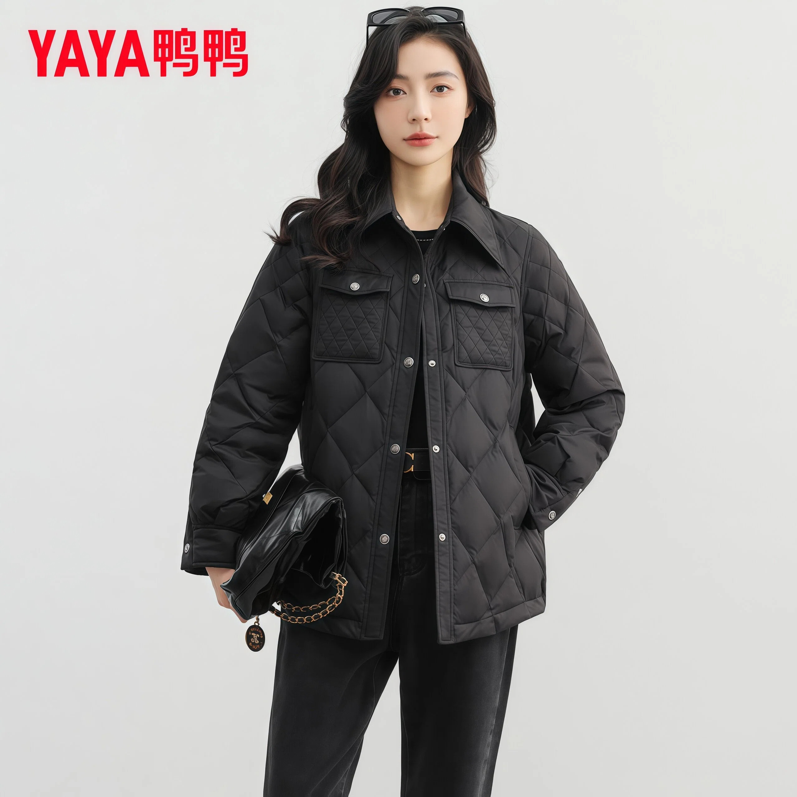 女款衬衫领轻薄羽绒服