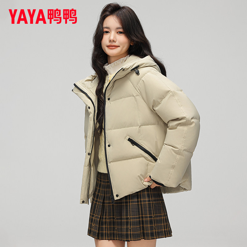 鸭鸭2026女短款面包羽绒服保暖