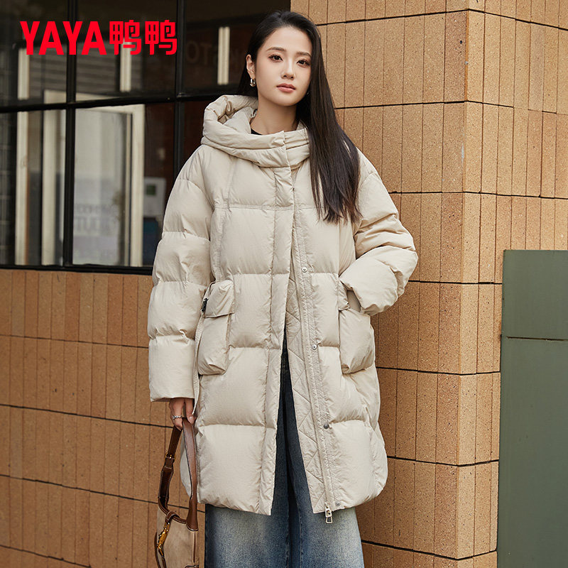 鸭鸭时尚正品2026新款时尚中长款羽绒服女百搭小个子保暖休息外套
