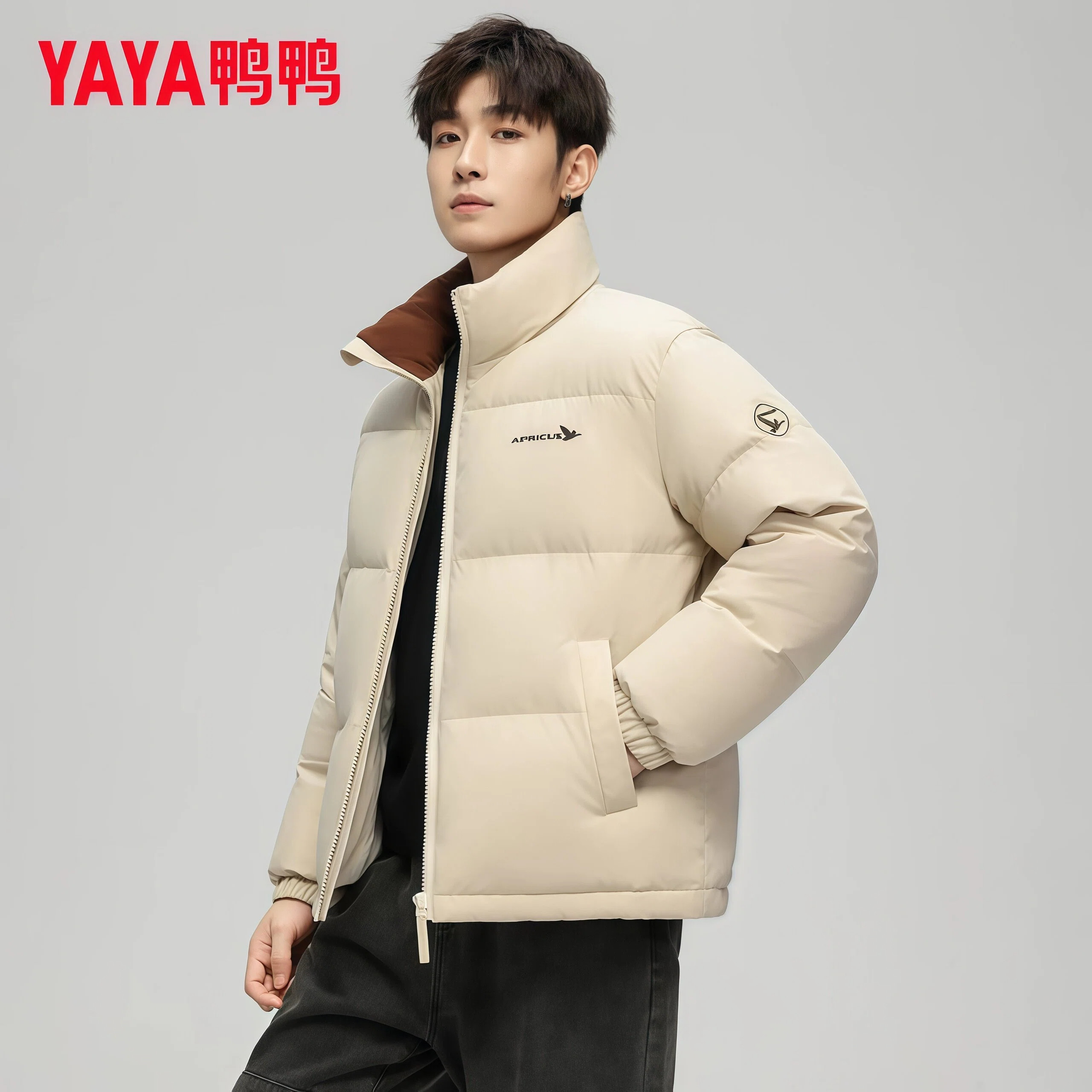 冬季立领短款羽绒服男青年