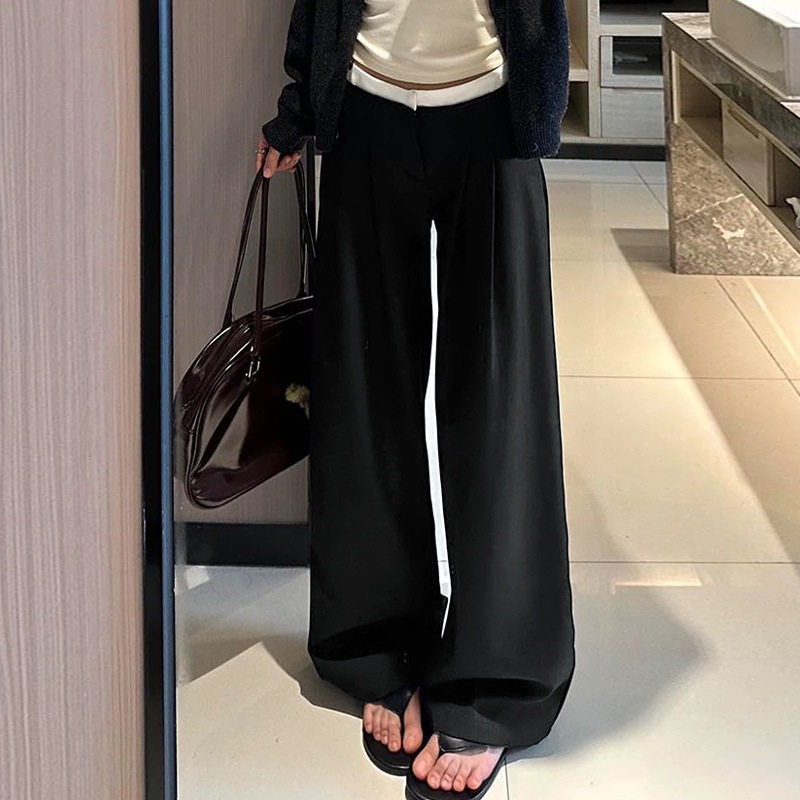 萝卜大叔西装休闲裤女2026夏季垂感简约气质高腰直筒阔腿裤子女