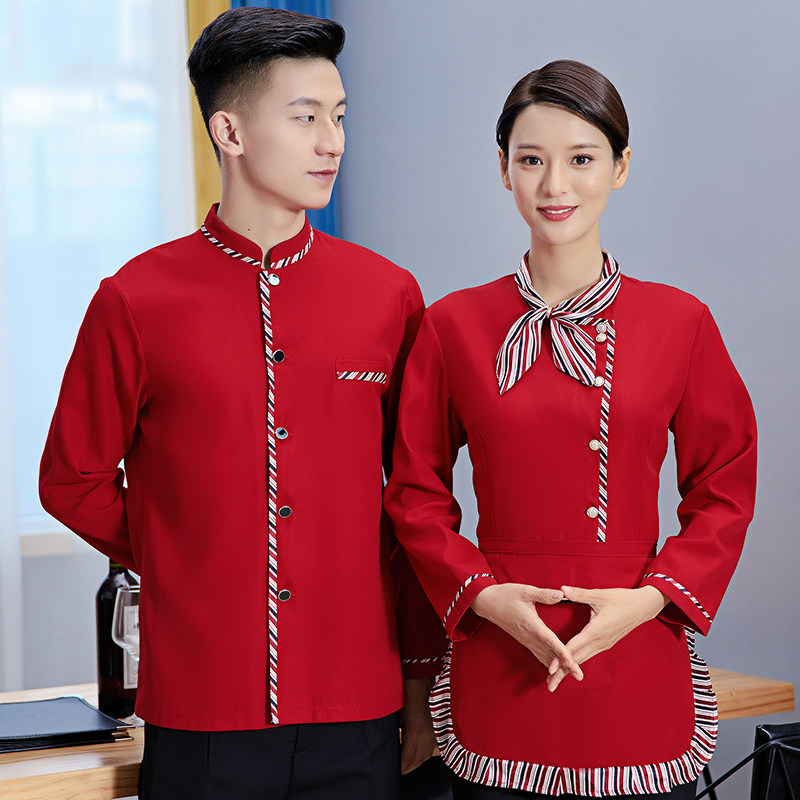 民族风服务员工作服女长袖餐饮店酒店快餐厅农家院中国风工装定制