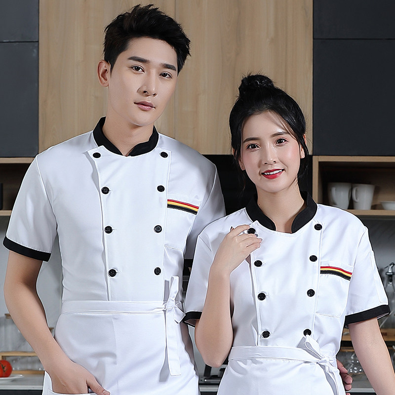 餐饮厨师服短袖夏季男食堂饭店酒楼饭厅后厨房工衣套装女定制