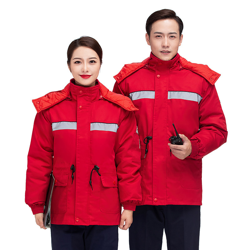 反光条工作服定制冬季防静电棉服汽修劳保加油站环卫工人棉衣棉袄