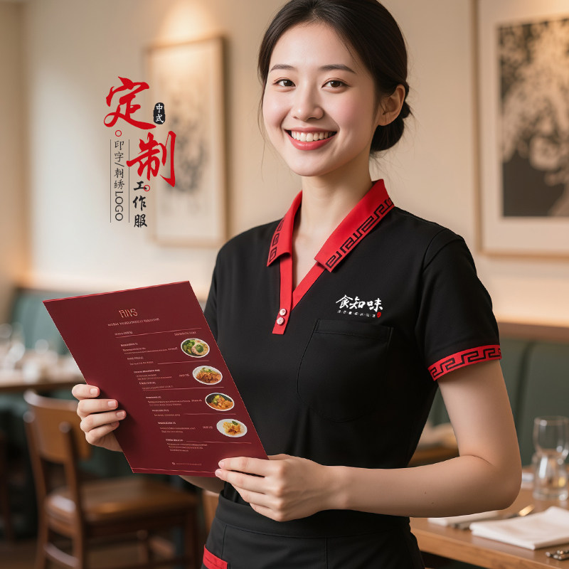 餐厅酒店服务员餐饮工作服短袖农家乐茶楼火锅店员特色中国风夏季