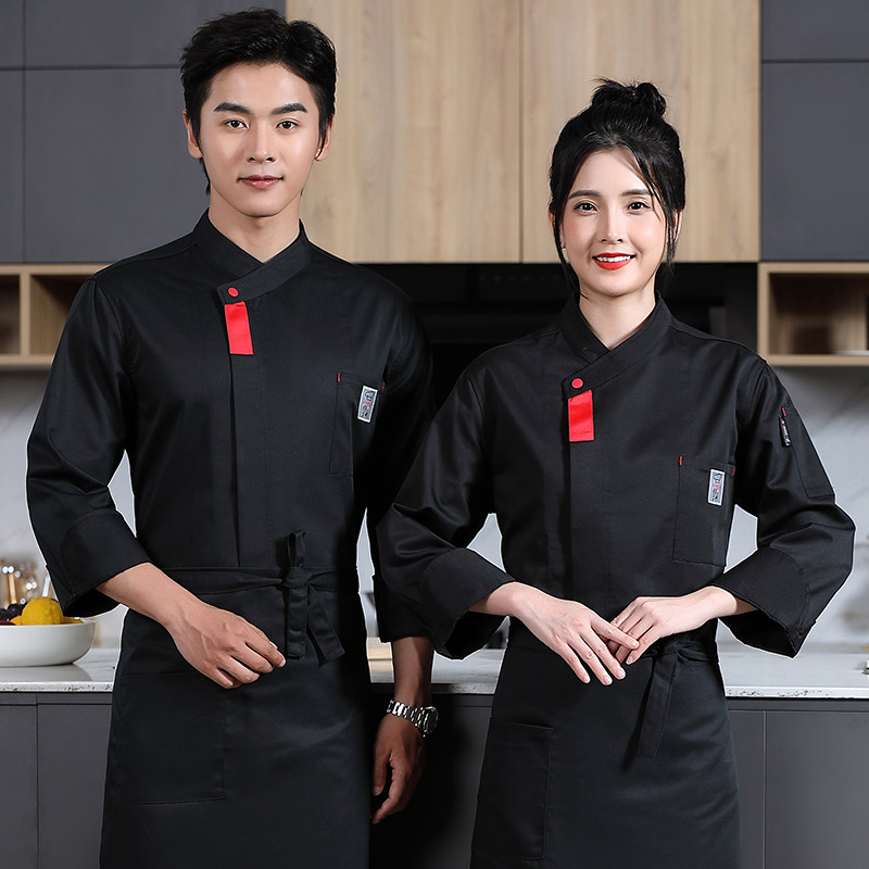 高级厨师工作服长袖男时尚餐厅餐饮火锅饭店后厨房秋冬季套装定制