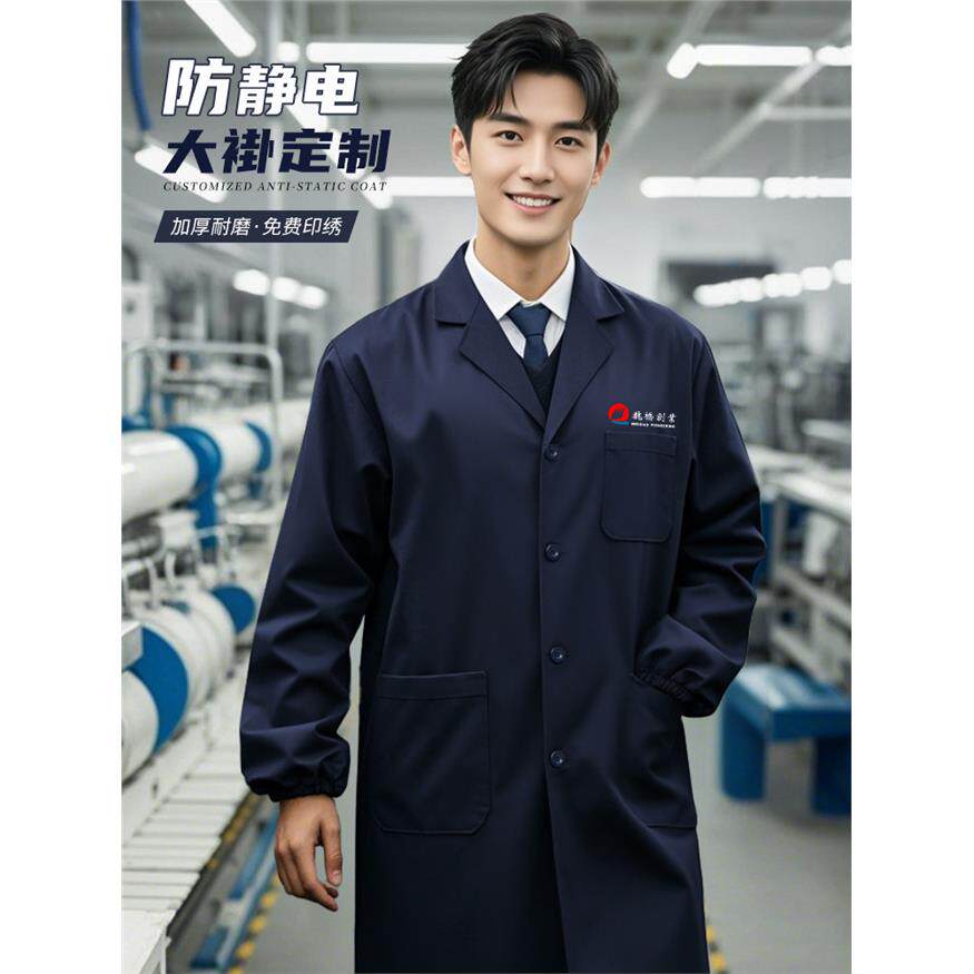 加厚防静电工作服大褂长款纺织厂仓库物流搬运定制耐磨劳保罩衣男