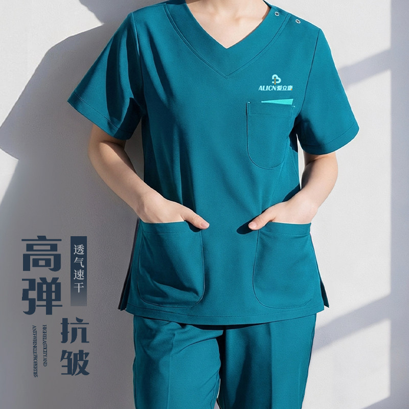 高端抗菌洗手衣工作服弹力抗皱医院美容院医生医护人员专用套装女