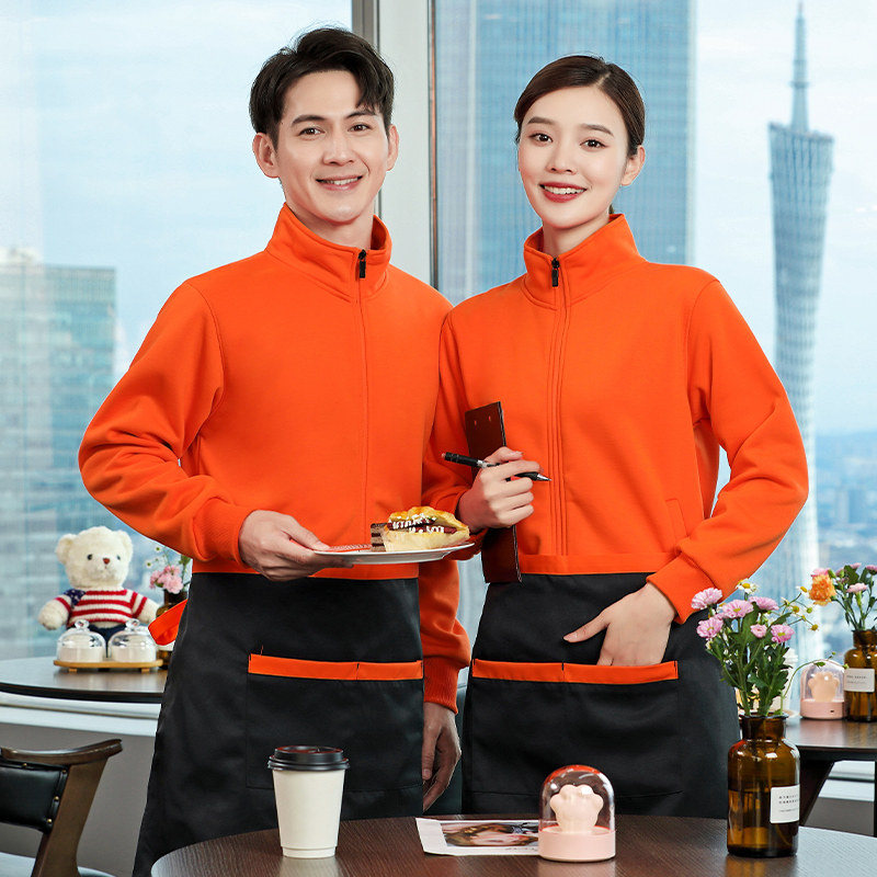 秋冬餐饮工作服定制卫衣男奶茶快餐便利店服务员工装饭店专用长袖