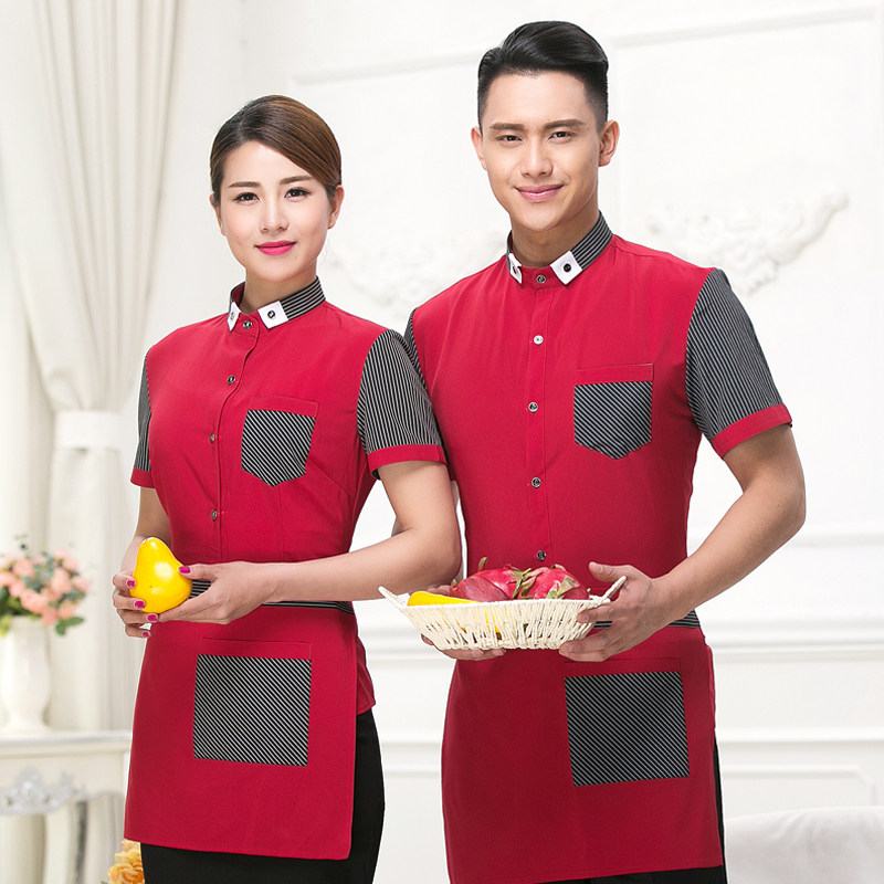饭店服务员工作服短袖星级酒店饭厅会所员工衣夏季女男餐饮定制服