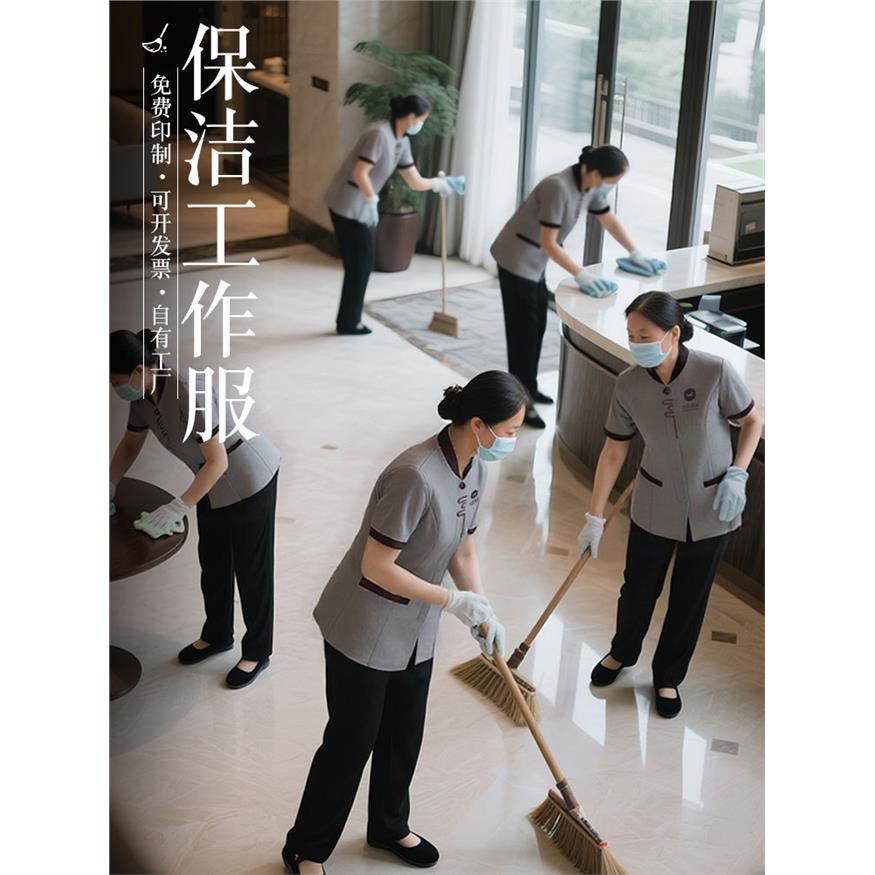 酒店物业保洁工作服短袖夏季家政宾馆医院清洁员阿姨套装定制男女