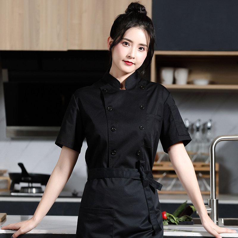 蛋糕店厨师工作服餐饮短袖定制幼儿园食堂烘焙师厨房工衣女士夏季
