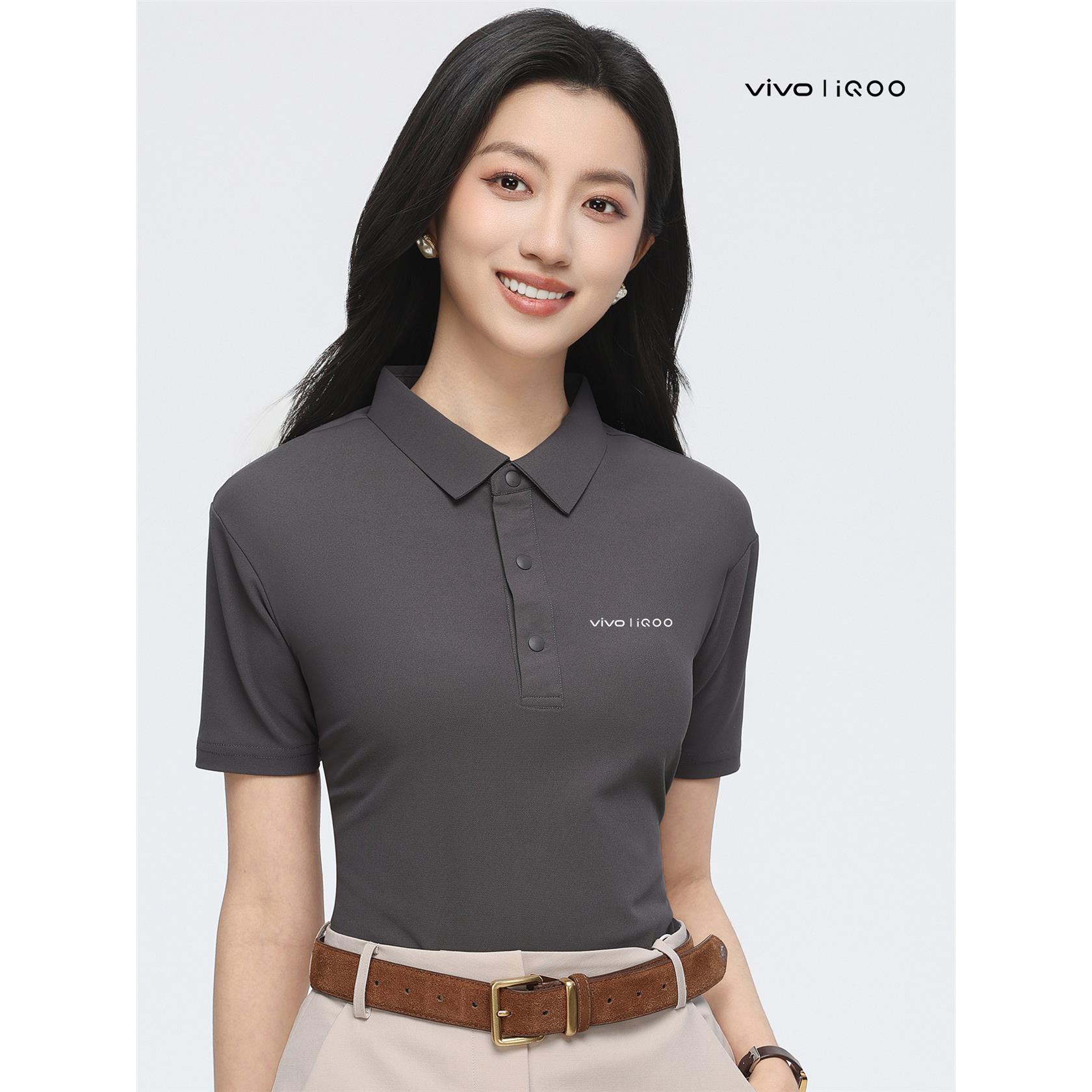 vivo爱酷手机专卖店短袖营业厅销售前台工作服polo衫深灰工衣定制