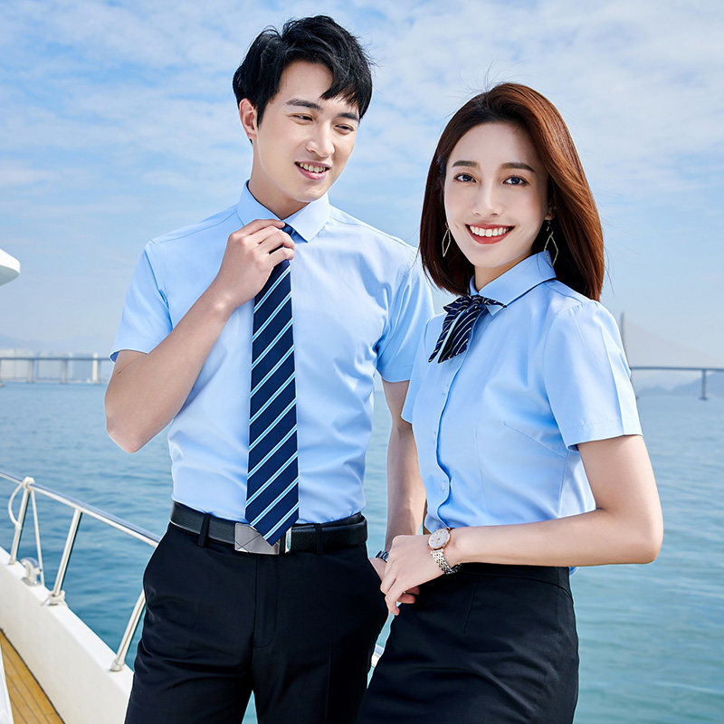 工作服衬衫定制logo女职业商务工装短袖设计感正装夏季薄款上衣男