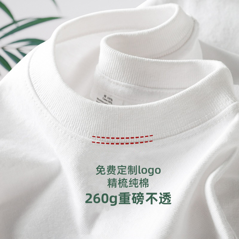 重磅纯棉t恤定制印logo夏季工作服团建聚会班服情侣DIY圆领短袖男