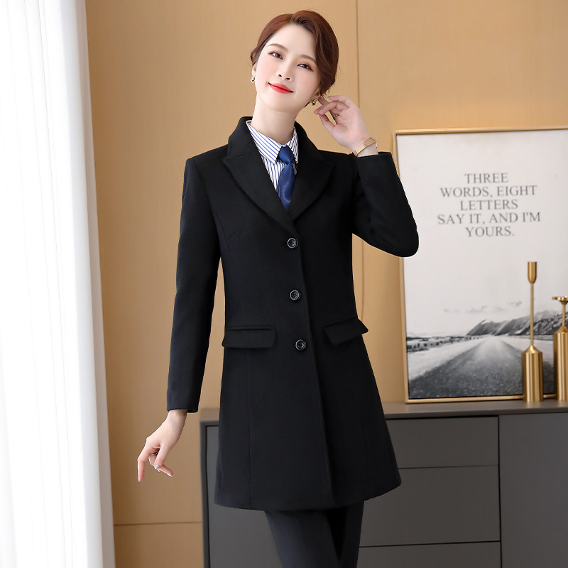 高端羊毛呢子大衣工作服女酒店迎宾银行前台职业装外套定制秋冬季