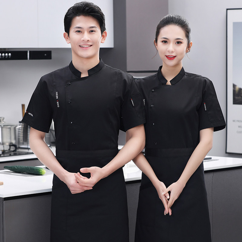 厨房厨师服定制印logo餐饮酒店饭店幼儿园食堂工作服短袖夏季男女