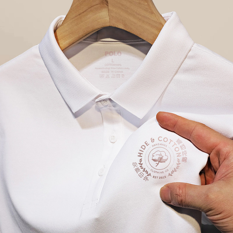 高端纯棉白色POLO衫定制工作服印logo男夏季商务翻领短袖T恤订制