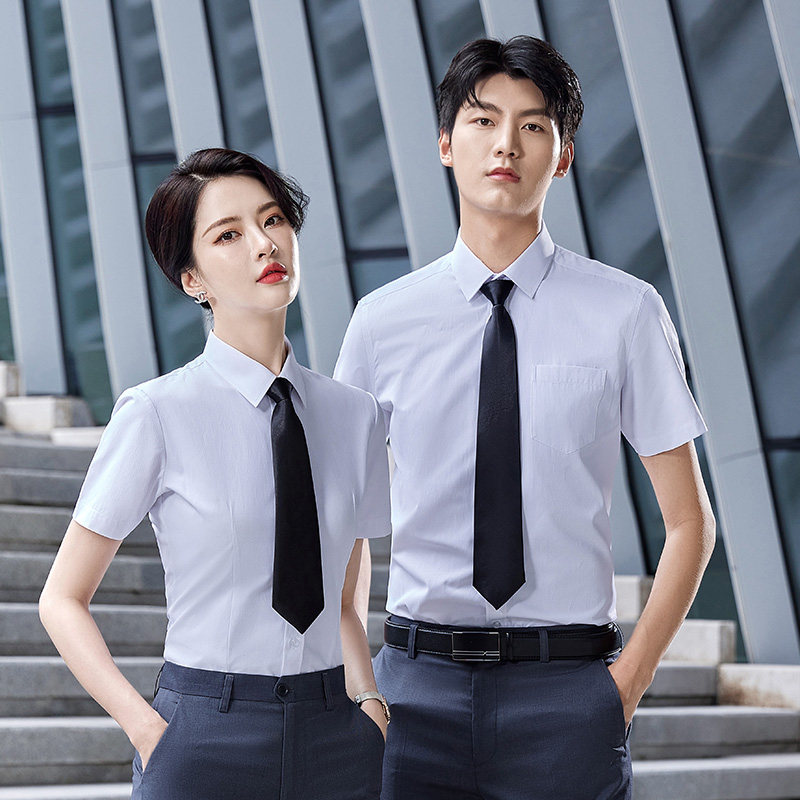 2022新款上衣衬衫女夏季通勤职业装短袖面试上班商务工作服定制男