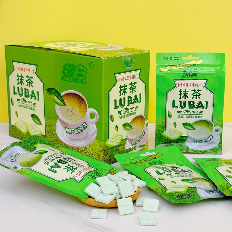 特浓干嚼奶片小零食糖果袋装抹茶贡茶味奶咖