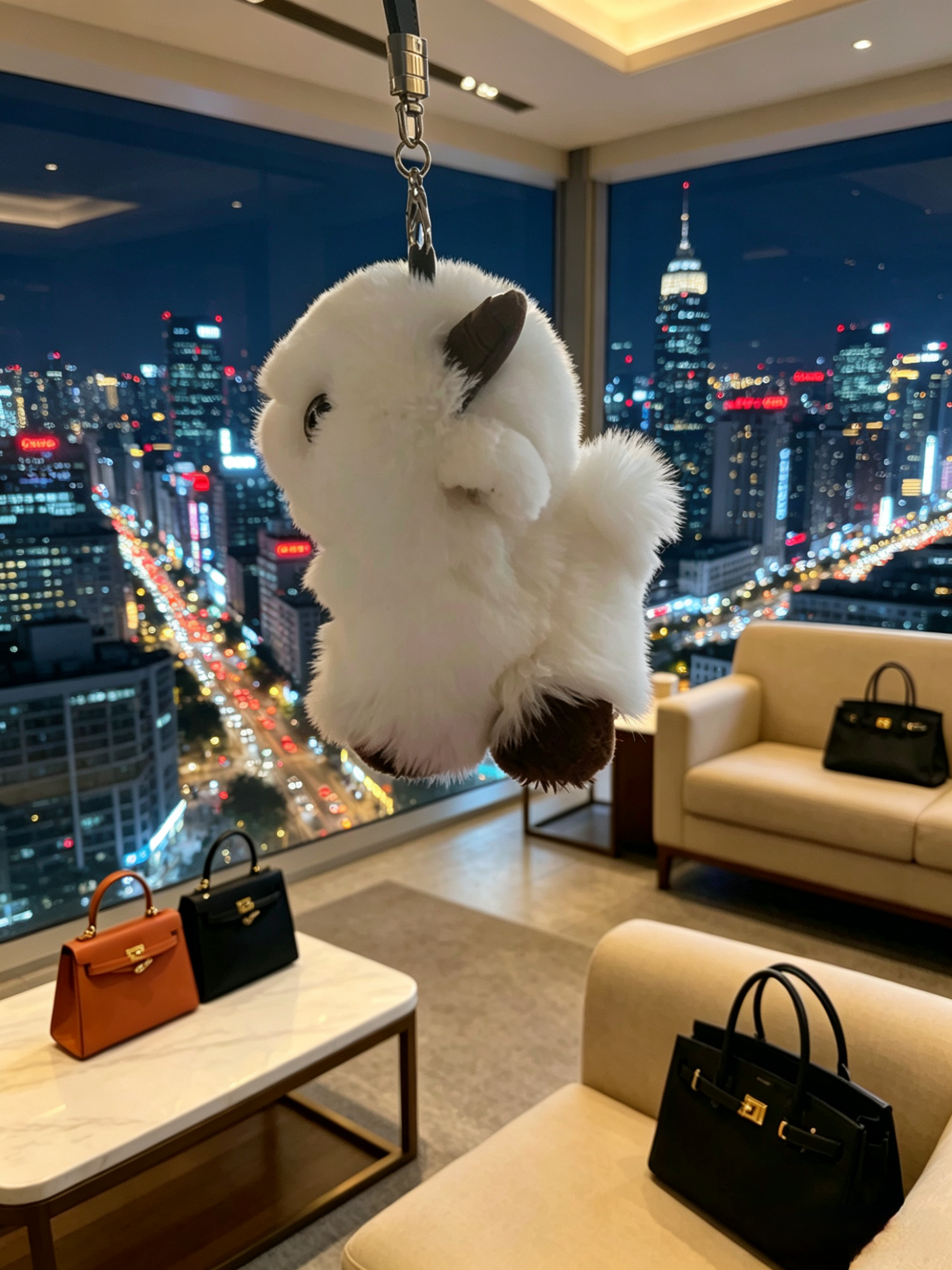 可爱獭兔毛小羊汽车钥匙扣包包挂件情侣闺蜜生日礼物