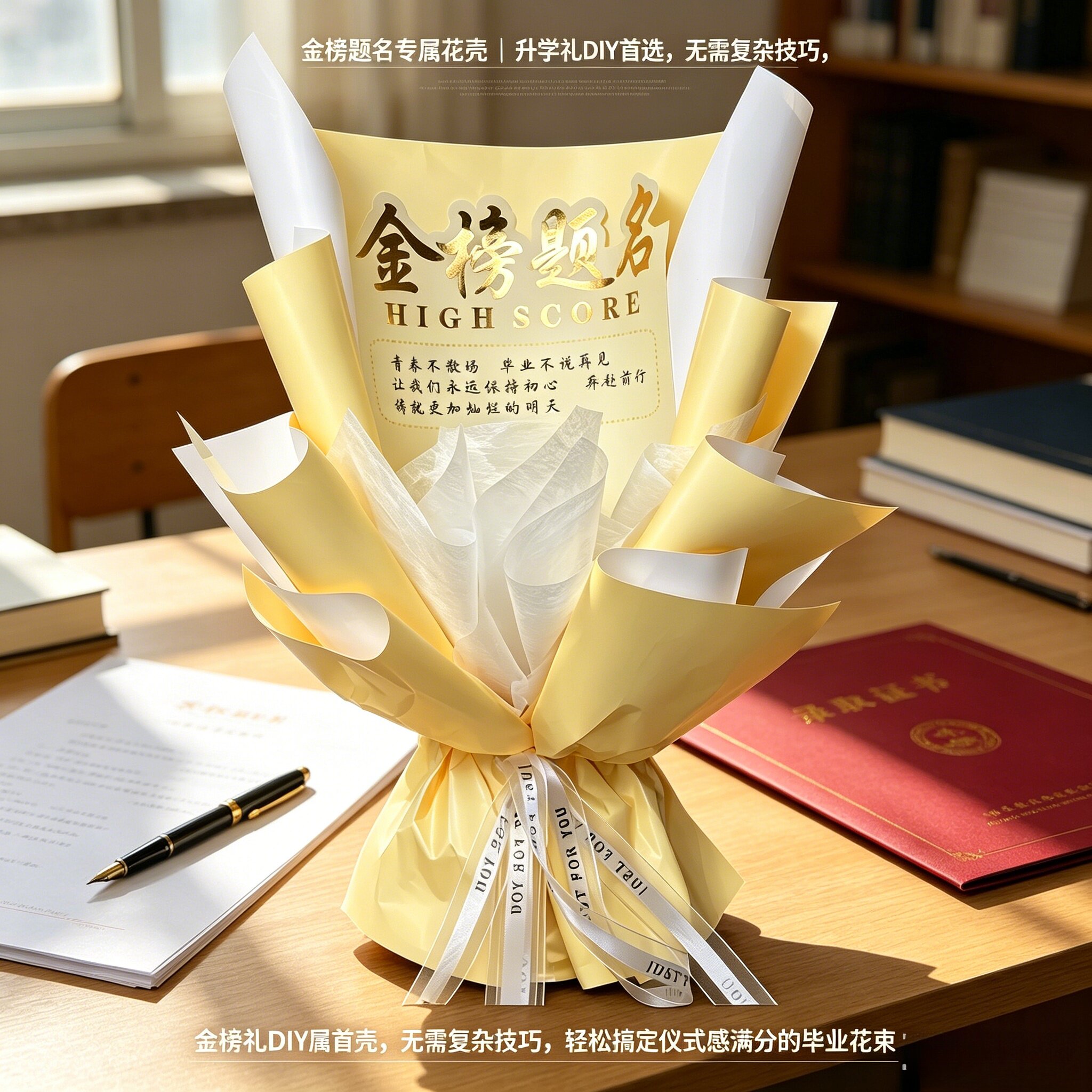 金榜题名毕业花束DIY材料包