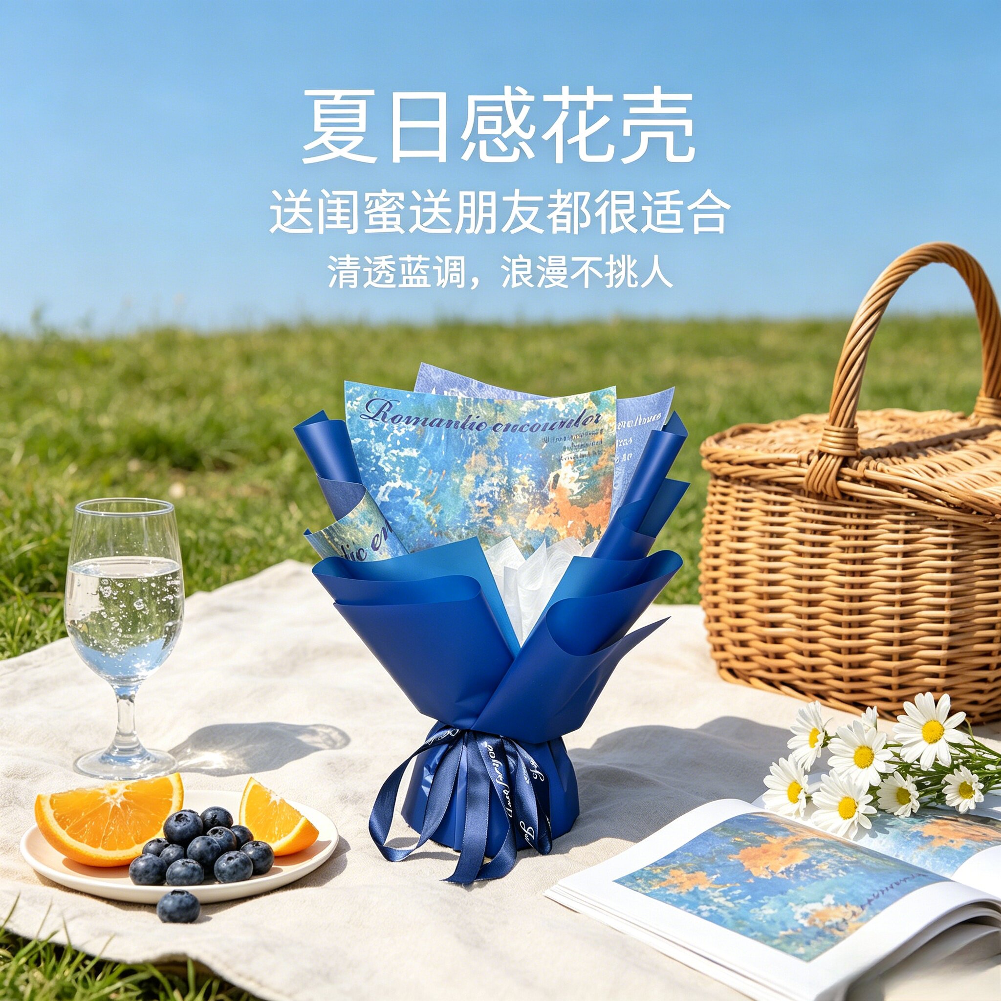 夏日浪漫蓝调成品花壳