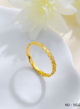 999足金5G黄金实心戒指心形女戒