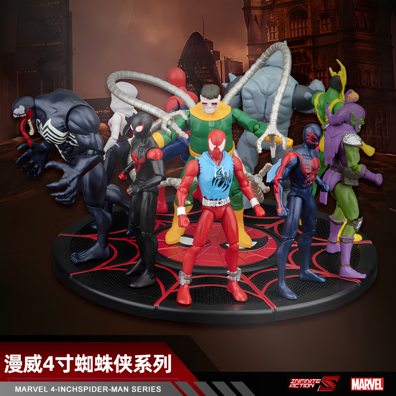 中动玩具漫威4寸猩红蜘蛛侠2099格温电王绿魔毒液犀牛人模型图片
